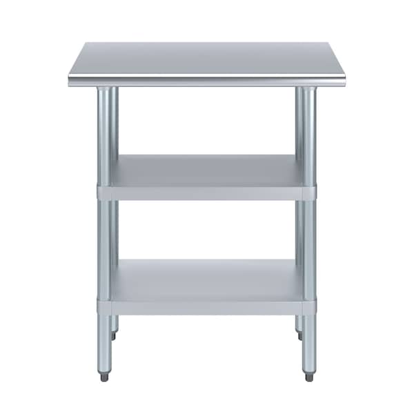 14x30 Prep Table With Stainless Steel Top And 2 Shelves